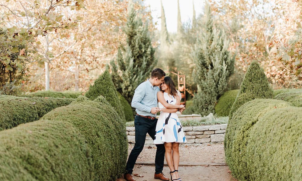 Romantic Garden and Downtown Pasadena Engagement: Bianca & Grant