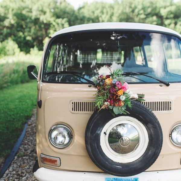 Brown wedding campervan