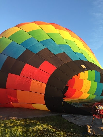 Rainbow colored hot air balloon