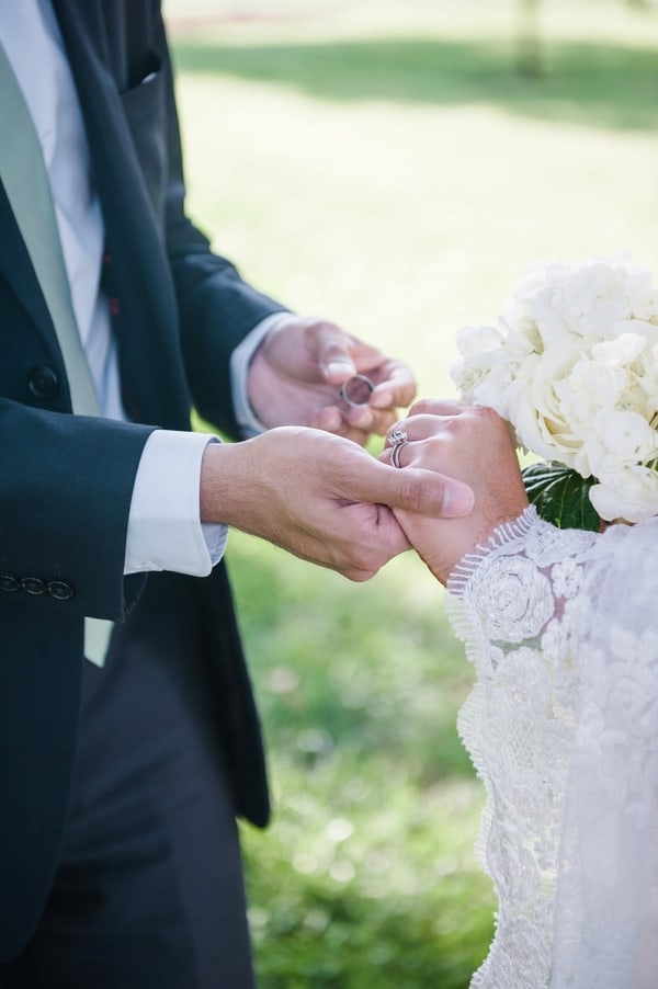 Bride and Groom Exchanging Rings