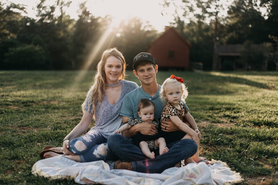Beautiful Golden Light Family of Four