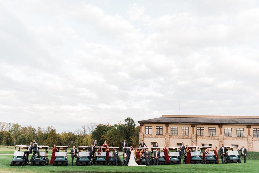 Golf buggy wedding shot