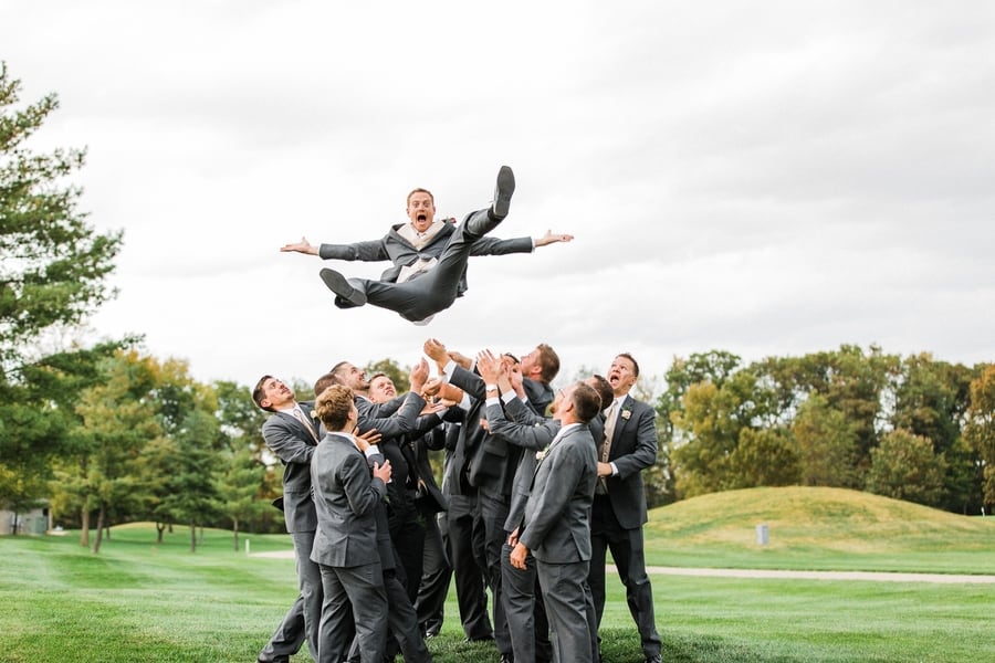 Groom goes cheerleading