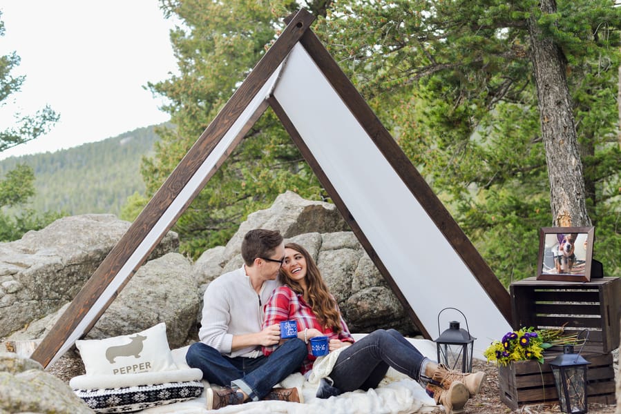 Camping + Corgi inspired Engagement Shoot