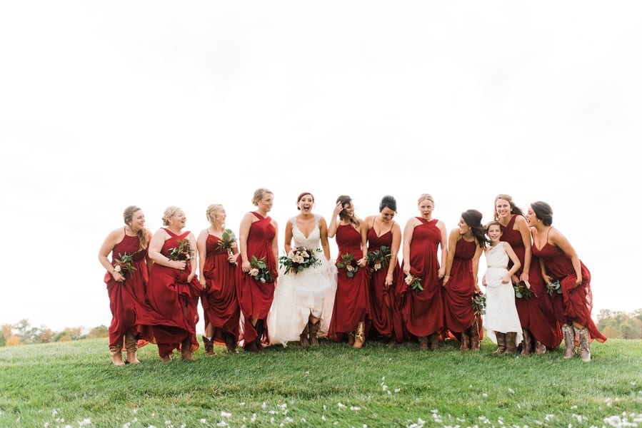 Red bridesmaids gowns