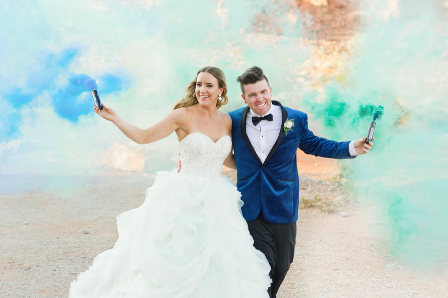 Metallic Desert and Smoke Bomb Delight Destination Wedding