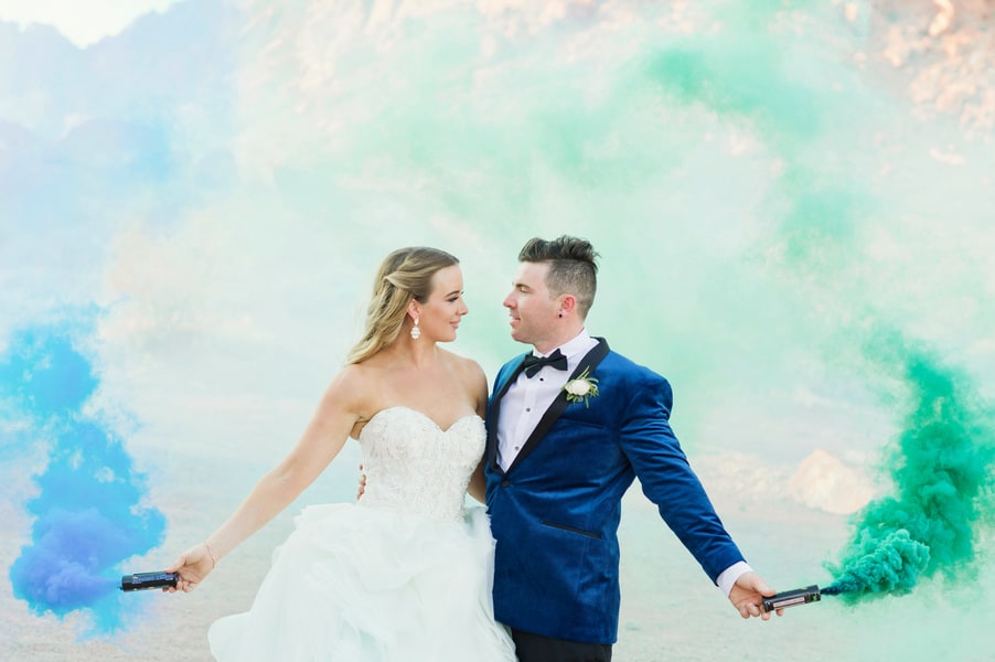 Metallic Desert and Smoke Bomb Delight Destination Wedding