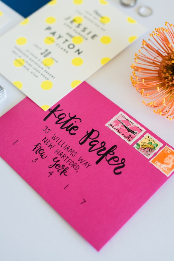 bright wedding stationary