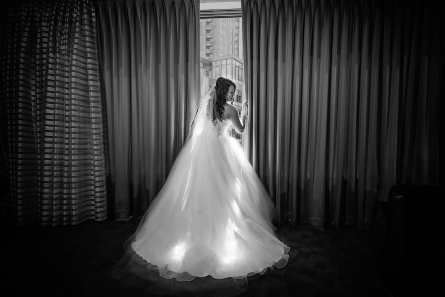 dramatic bridal getting ready shot