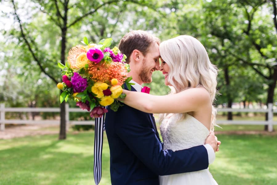 laughing newlyweds