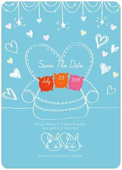 oval whimsical heart shape sofa save the date