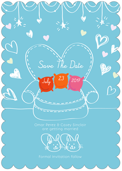 scalloped edge whimsical heart shape sofa save the date