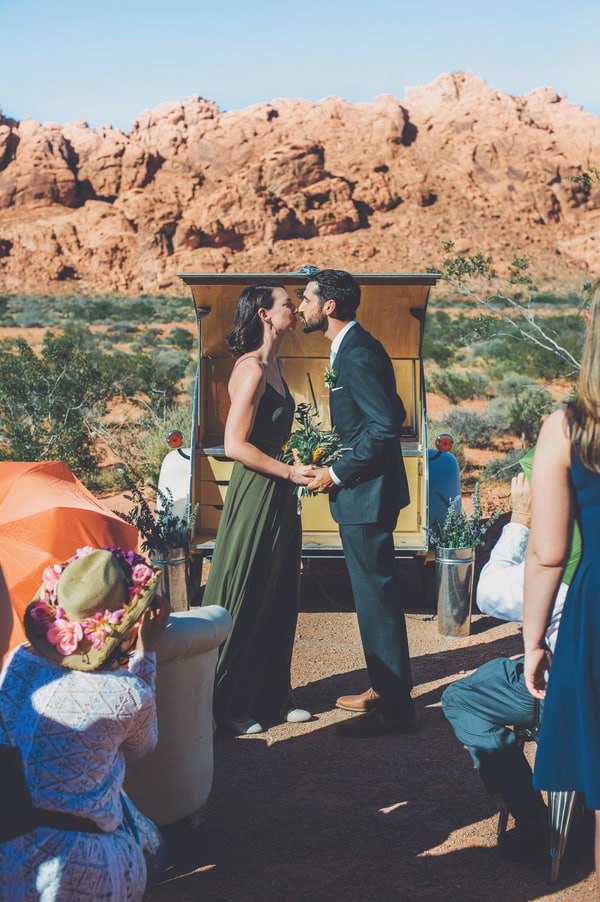 desert wedding with Pizza reception at Valley of Fire