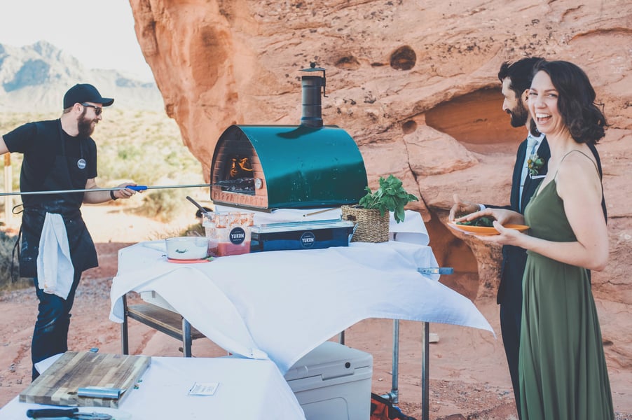 desert wedding with Pizza reception at Valley of Fire