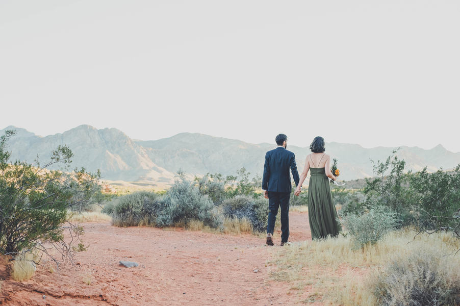 desert wedding with Pizza reception at Valley of Fire
