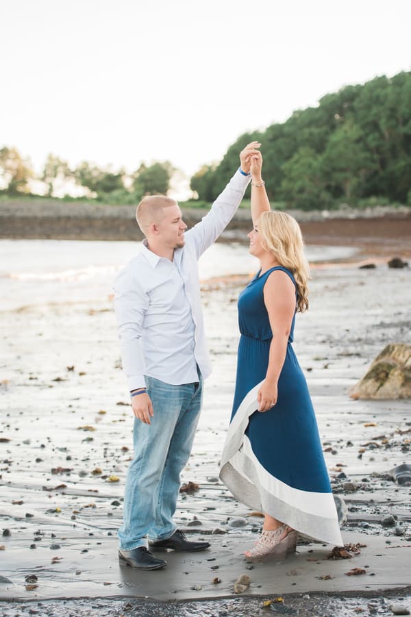 Romantic Nahant Beach engagement session