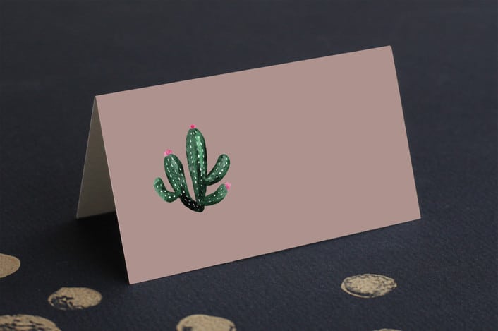 Slate cacti place card fold up