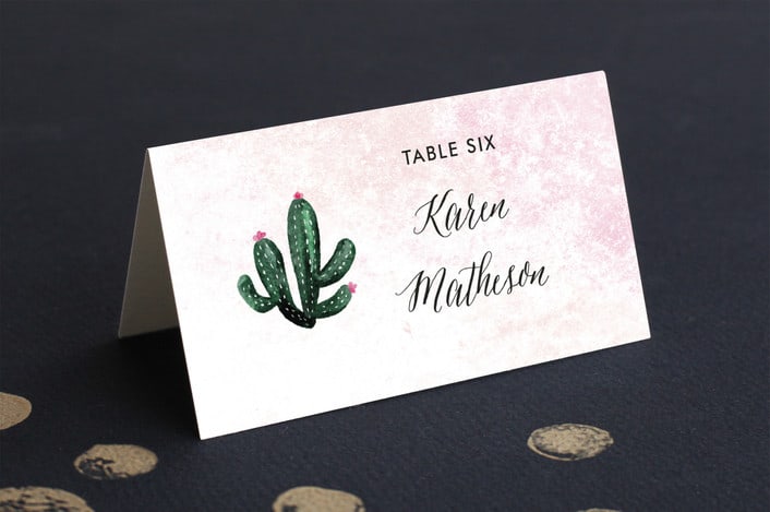 cacti themed place card folded