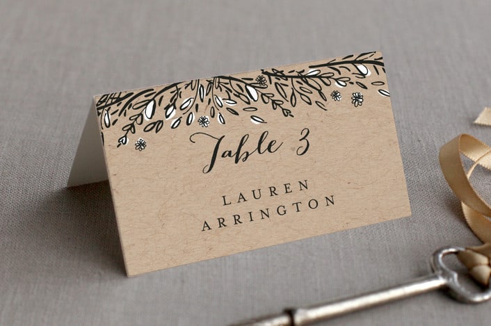 grand meadows place card kraft paper close up