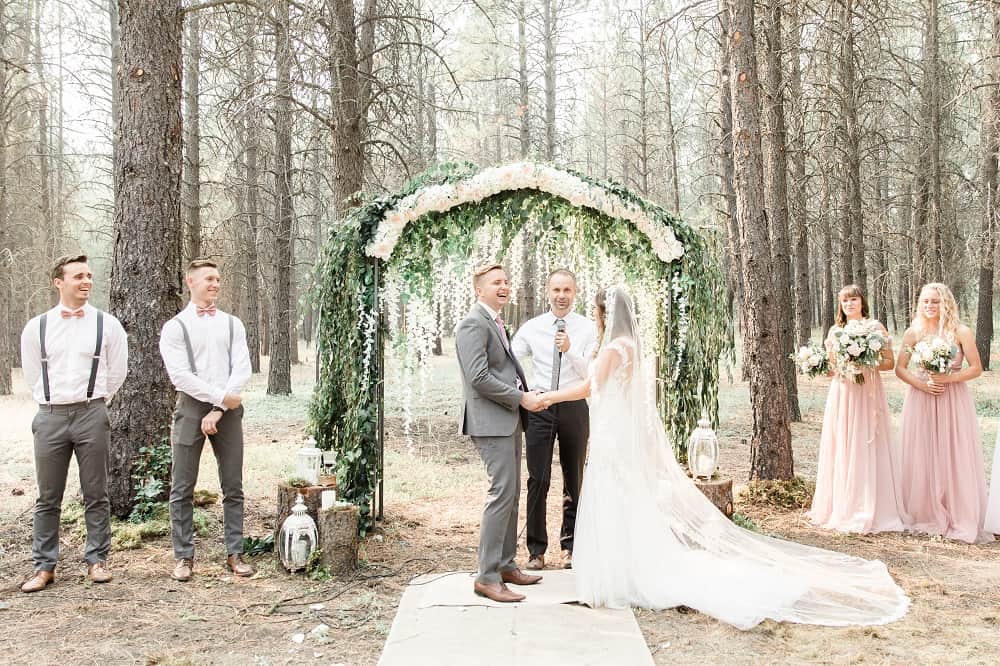 happy outdoor wedding ceremony