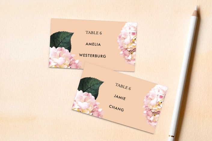 peach peony party place card