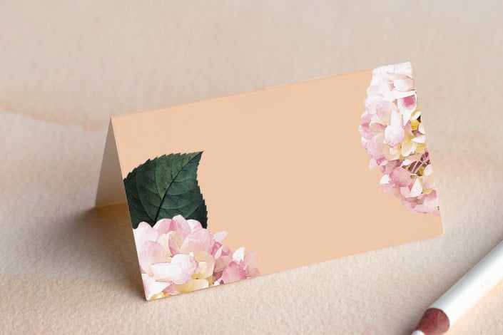 peach peony party place card folded