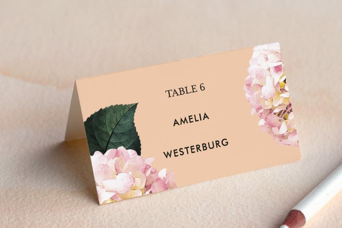 peach peony party place card