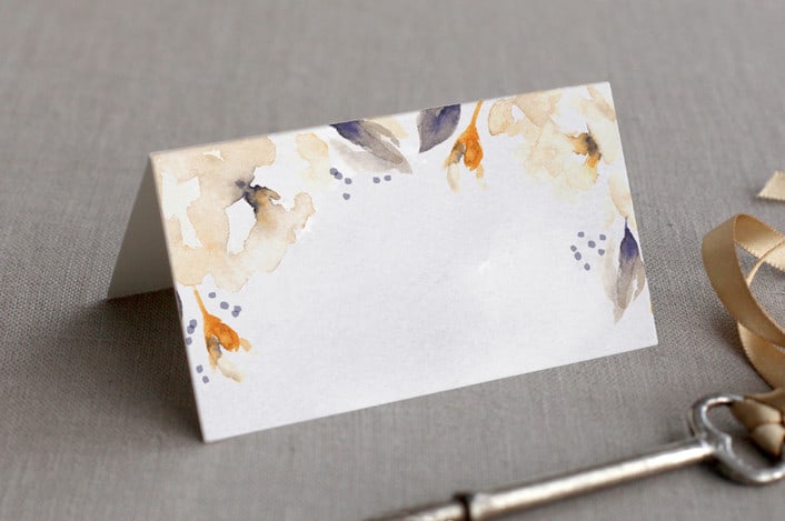 southern garden place card design peach folded