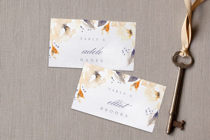 southern garden place card design peach