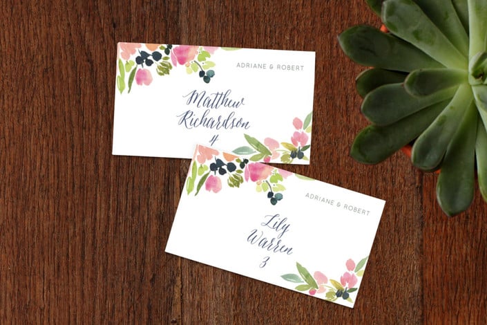 watercolor wreath place cards