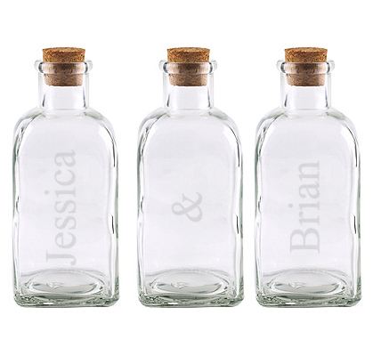 Mini Glass Beach Bottle in Wood Tray & Rope Handles