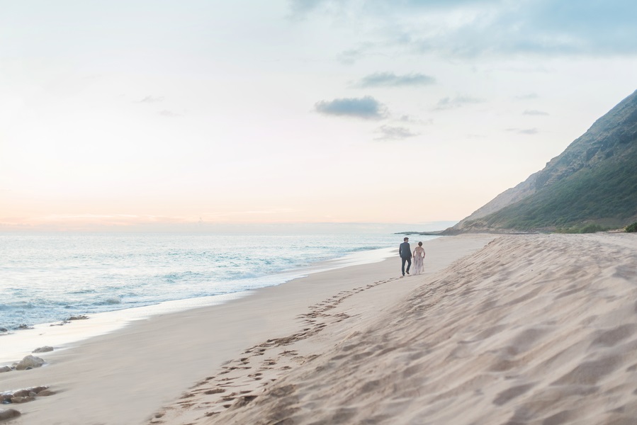 walking down the beach