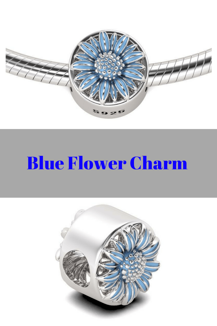 Blue Flower Charm Sterling Silver